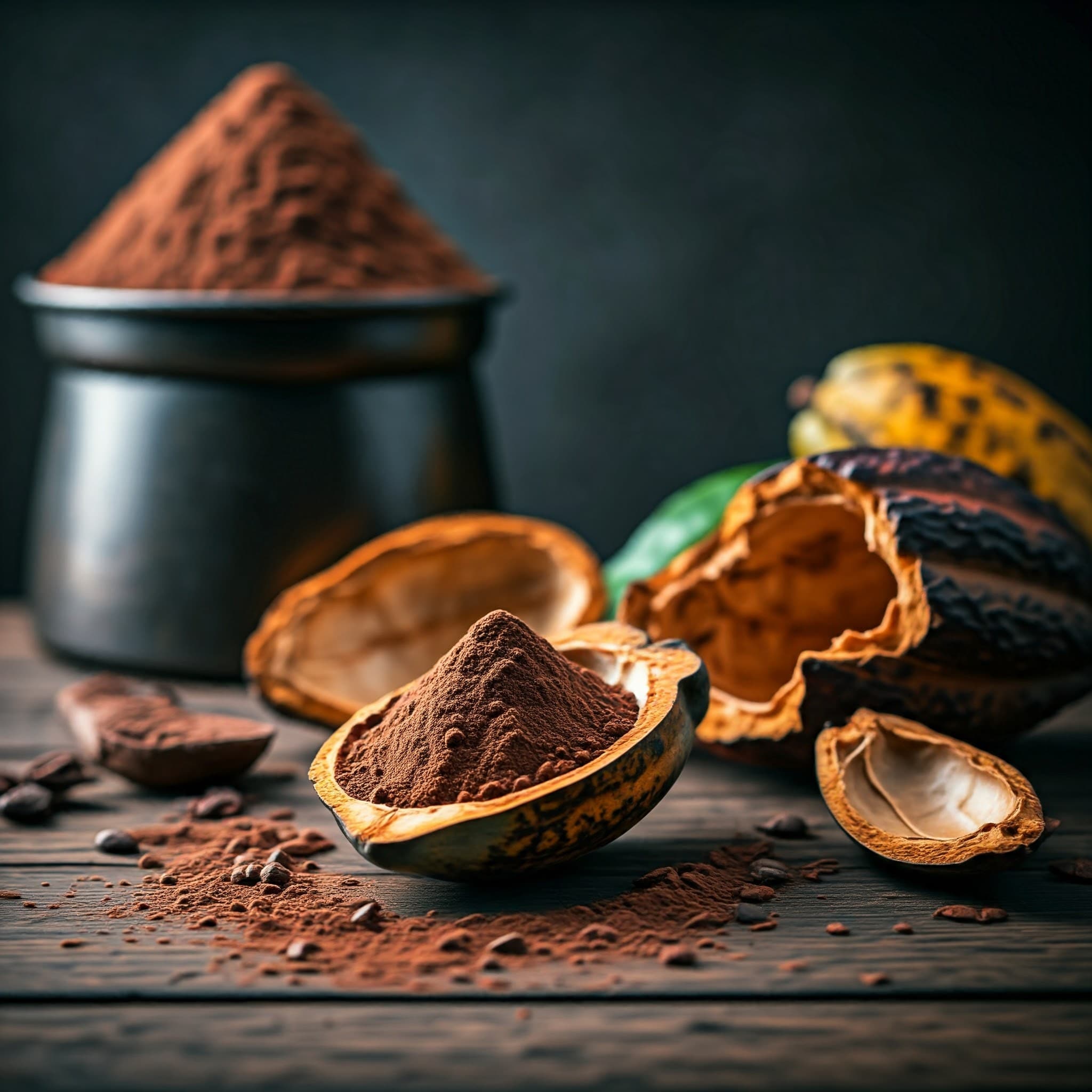 Cocoa flour using Cocoa Pod Husks as ingredient (AI-generated Image)