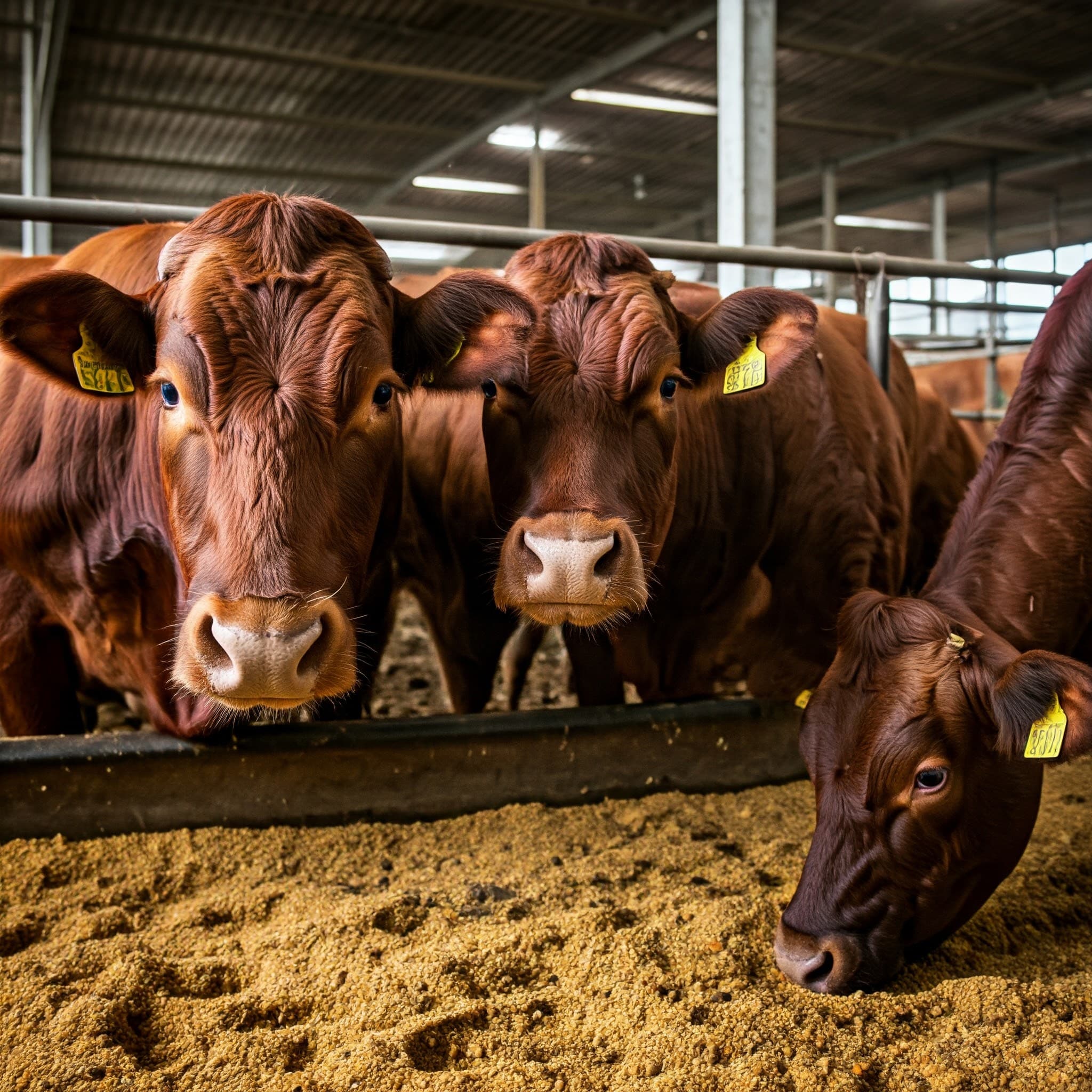 Beef Cattle Feeding on Soy Cake (AI-generated Image)