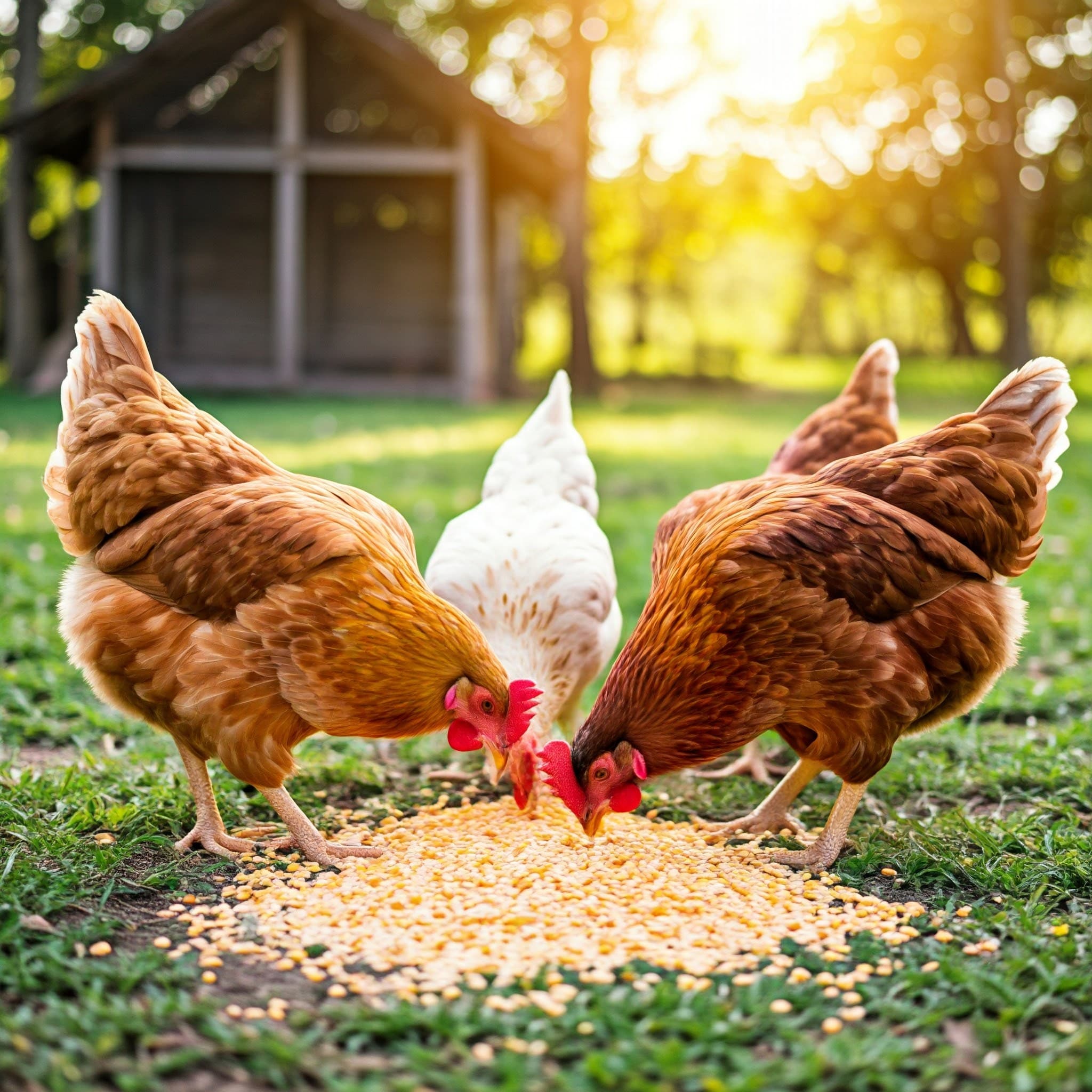 Chickens Feeding on Nutritious, Cracked Maize (AI-generated Image)