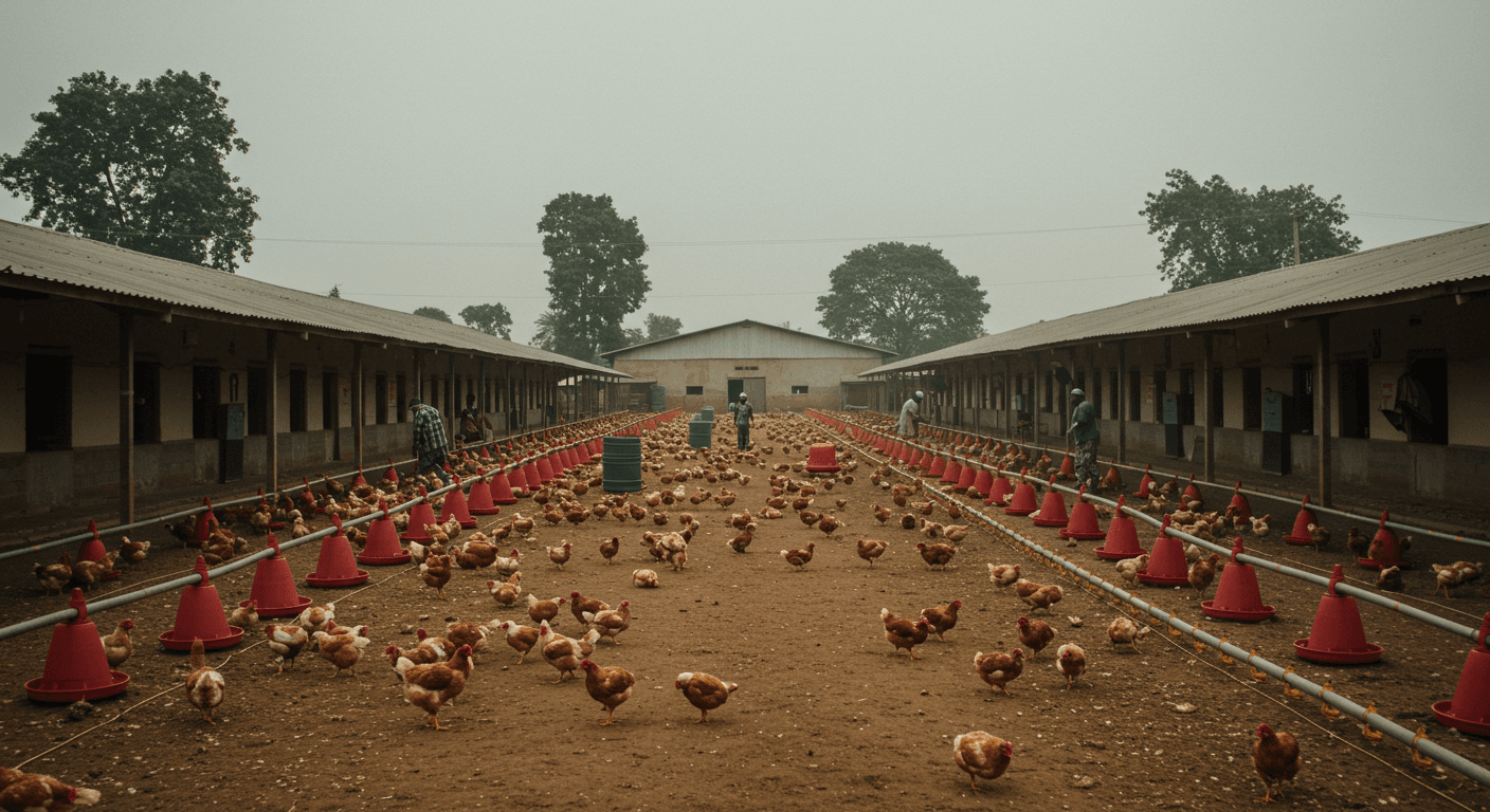A chicken farm in Nigeria (AI-generated image)