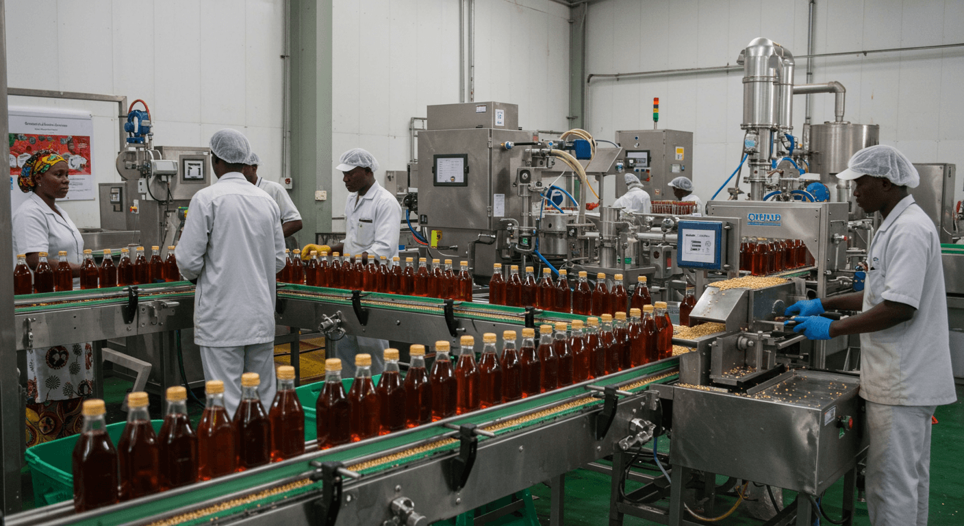 Sorghum Syrup Production Line in Nigeria (AI-Generated Image)