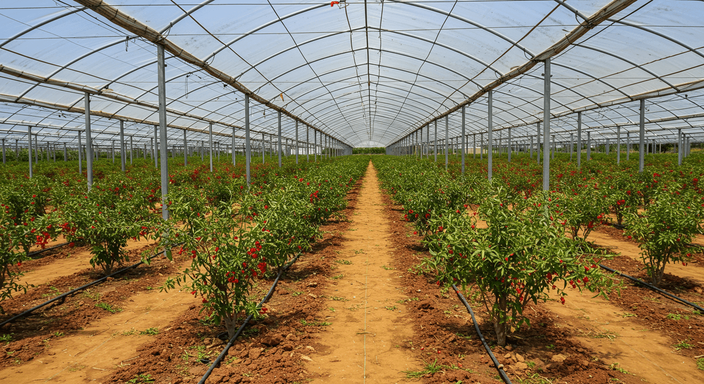 Goji berries greenhouse in Nigeria (AI-generated image).