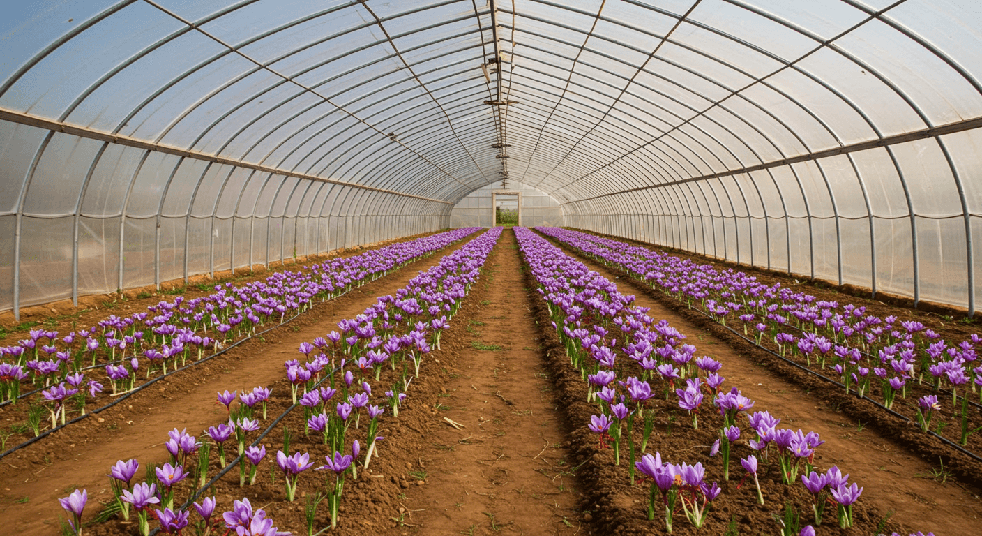 Saffron greenhouse in Nigeria (AI-generated image).