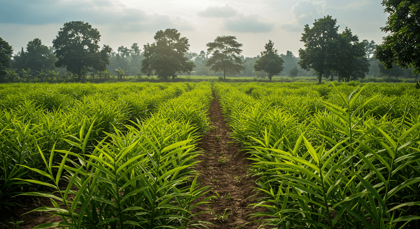Un campo di zenzero in Nigeria (immagine generata dall’IA)