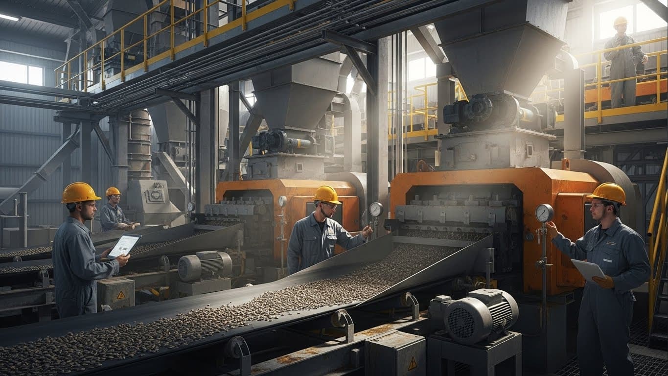 Planta moderna de trituración en Sudáfrica (imagen generada por IA)